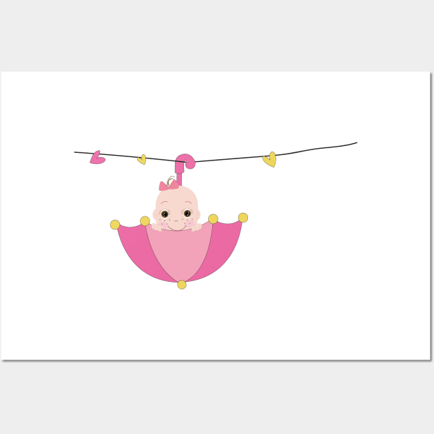 Newborn baby girl with umbrella Wall Art by GULSENGUNEL